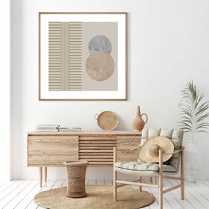 Quadro Decorativo Geométrico Arte Moderna com Círculos em Fundo Nude Quadro Decorativo Geométrico Arte Moderna com Círculos em Fundo Nude