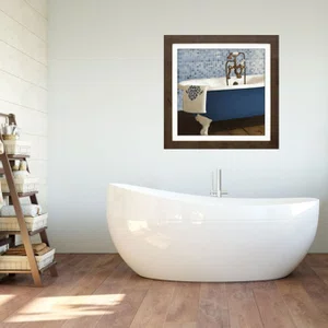 Quadro Decorativo Banheira Azul e Branca 35x35cm