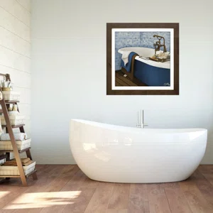 Quadro Decorativo Banheira Azul e Branca II - 35x35cm