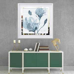 Quadro Decorativo com Espelho Arte Floral Flores Azuis 50x50 cm