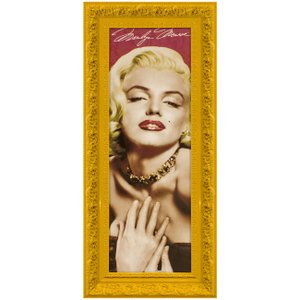 Quadro Decorativo com Moldura Amarela Retrô Marilyn Monroe 50x110cm Quadro Decorativo com Moldura Amarela Retrô Marilyn Monroe 50x110cm