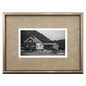 Quadro Decorativo com Moldura Bronze Paisagem Casa Rural 40x30cm