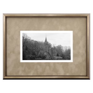 Quadro Decorativo com Moldura Bronze Paisagem Castelo Medieval 40x30cm