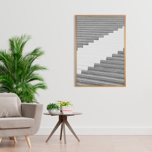 Quadro Decorativo com Moldura Carvalho Arquitetura em Preto e Branco 60x80 cm