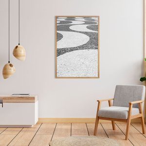 Quadro Decorativo com Moldura Carvalho Calçadão Copacabana Rio de Janeiro 60x80 cm