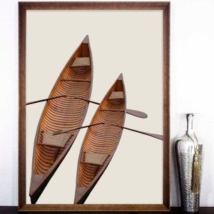 Quadro Decorativo Imagem Canoas com Moldura Chanfrada Marrom - Escolha o Tamanho Quadro Decorativo Imagem Canoas com Moldura Chanfrada Marrom - Escolha o Tamanho