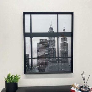 Quadro Decorativo com Moldura Chanfrada Paisagem Urbana em Preto e Branco - Escolha o Tamanho Quadro Decorativo com Moldura Chanfrada Paisagem Urbana em Preto e Branco - Escolha o Tamanho