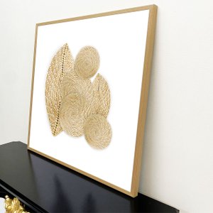 Quadro Decorativo com Moldura Natural Estilo Rústico Arte Objetos em Palha Trançada Quadro Decorativo com Moldura Natural Estilo Rústico Arte Objetos em Palha Trançada