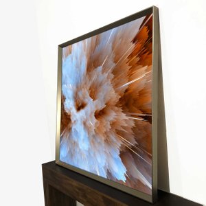 Quadro Decorativo com Moldura Prata Chanfrada Arte Abstrata Moderna Quadro Decorativo com Moldura Prata Chanfrada Arte Abstrata Moderna