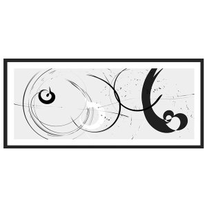 Quadro com Moldura Preta Arte Abstrata em Preto e Branco - Escolha o Tamanho