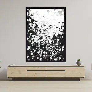 Quadro Decorativo com Moldura Preta Arte Abstrata em Preto e Branco II