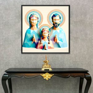 Quadro Decorativo com Moldura Preta Arte Moderna Geométrica Colorida Família Divina Quadro Decorativo com Moldura Preta Arte Moderna Geométrica Colorida Família Divina