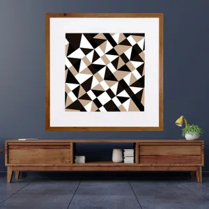 Quadro Decorativo com Moldura Rústica Arte Geométrica Colorida II 70x70cm