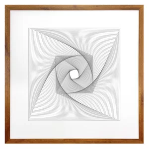 Quadro Decorativo com Moldura Rústica Arte Geométrica Desenho a Lápis