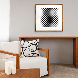 Quadro Decorativo com Moldura Rústica Arte Geométrica Quadrados 70x70cm