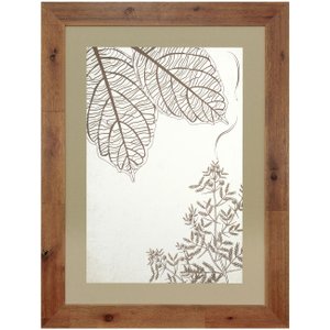 Quadro Decorativo com Moldura Rústica Desenho Floral em Tom Sépia 60x80cm