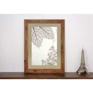 Quadro Decorativo com Moldura Rústica Desenho Floral em Tom Sépia 60x80cm