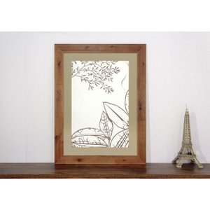 Quadro Decorativo com Moldura Rústica Floral em Tom Sépia 60x80cm
