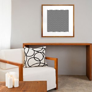 Quadro Decorativo com Moldura Rústica Geométrico Ondas 70x70cm