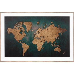 Quadro Decorativo com Moldura Bronze Mapa na Cor Marrom 90x60cm Quadro Decorativo com Moldura Bronze Mapa na Cor Marrom 90x60cm