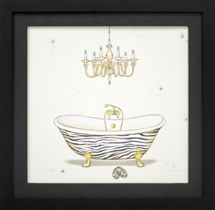 Quadro Decorativo com Strass Banheira com Detalhes em Dourado 35x35cm Quadro Decorativo com Strass Banheira com Detalhes em Dourado 35x35cm