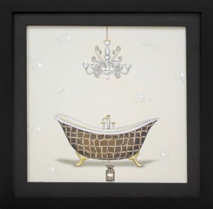 Quadro Decorativo com Strass Banheira Marrom com Detalhes em Dourado 35x35cm Quadro Decorativo com Strass Banheira Marrom com Detalhes em Dourado 35x35cm