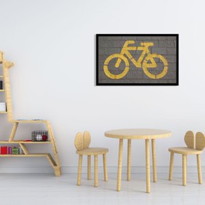 Quadro Decorativo Criativo Bicicleta Amarela 50x30cm