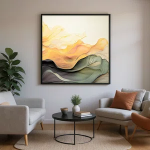 Quadro Decorativo Elegância Abstrata: Movimento de Ondas e Cores com Moldura e Vidro Quadro Decorativo Elegância Abstrata: Movimento de Ondas e Cores com Moldura e Vidro