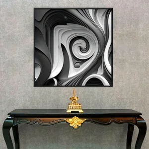 Quadro Decorativo em Espiral com Tons de Cinza Arte Moderna com Moldura e Vidro Quadro Decorativo em Espiral com Tons de Cinza Arte Moderna com Moldura e Vidro