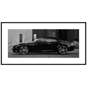 Quadro Decorativo em Preto e Branco Aston Martin Conversível 140x70cm Quadro Decorativo em Preto e Branco Aston Martin Conversível 140x70cm