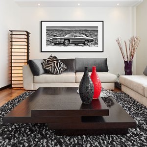 Quadro Decorativo em Preto e Branco Chevrolet Impala 1972 Clássico 140x70cm