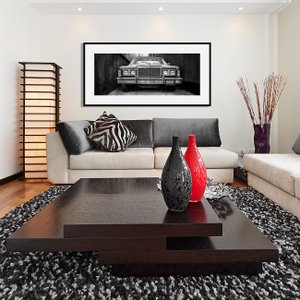 Quadro Decorativo em Preto e Branco Clássico Ford Landau 140x70cm