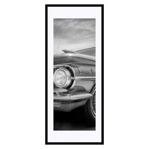 Quadro Decorativo em Preto e Branco Frente Carro Antigo 50x120cm Quadro Decorativo em Preto e Branco Frente Carro Antigo 50x120cm