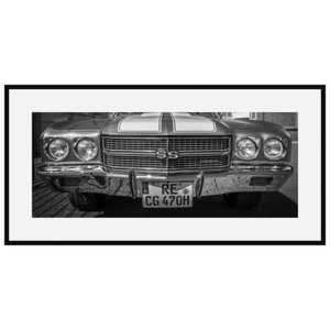 Quadro Decorativo em Preto e Branco Frente Chevrolet Chevelle SS 140x70cm Quadro Decorativo em Preto e Branco Frente Chevrolet Chevelle SS 140x70cm