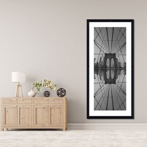 Quadro Decorativo em Preto e Branco Nova York Ponte Brooklyn 90x190cm Quadro Decorativo em Preto e Branco Nova York Ponte Brooklyn 90x190cm