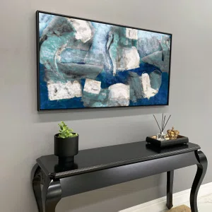 Quadro Decorativo em Tela Canvas Abstrato Colorido com Moldura Preta Moderna Quadro Decorativo em Tela Canvas Abstrato Colorido com Moldura Preta Moderna