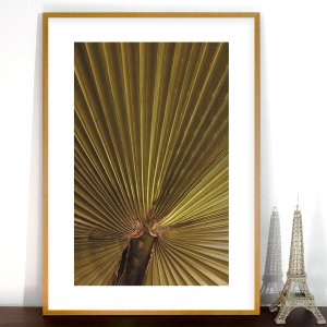 Quadro Decorativo Floral com Moldura Marrom Folha de Palmeira