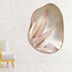 Quadro Decorativo Flores Rosê  Formato Orgânico em Madeira Freijó Quadro Decorativo Flores Rosê  Formato Orgânico em Madeira Freijó