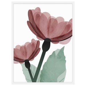 Quadro Decorativo Flores Vermelhas com Moldura Branca 60x80cm