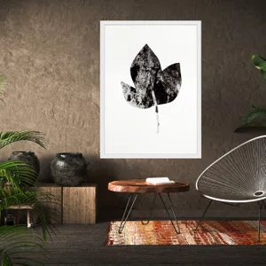 Quadro Decorativo Folha Minimalista com Moldura Branca 50x70cm