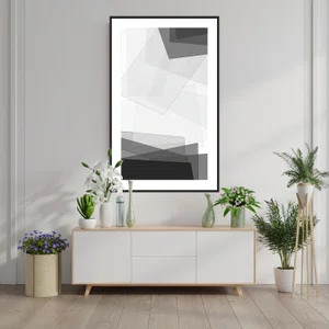 Quadro Decorativo Geométrico Abstrato em Preto e Branco - Escolha o Tamanho
