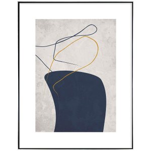 Quadro Decorativo Moderno Arte Abstrata com Moldura Prata Envelhecida 70x90 cm