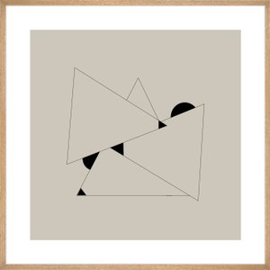 Quadro Decorativo Moderno Arte Geométrica em Fundo Nude com Moldura Laminada