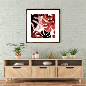 Quadro Decorativo Moderno Folhas Costela de Adão 80x80 cm