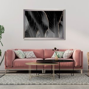 Quadro Decorativo Moderno Folhas em Preto e Branco 100x70 cm