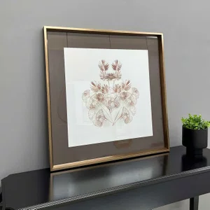 Quadro Decorativo Moderno Ilustrativo Folhas e Flores em Linhas 80x80 cm
