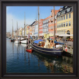 Quadro Decorativo Moldura Preta Canal Copenhagen 70x70cm Quadro Decorativo Moldura Preta Canal Copenhagen 70x70cm