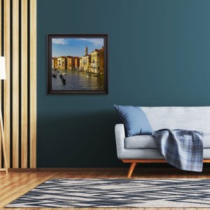 Quadro Decorativo Moldura Preta Canal de Veneza 70x70cm