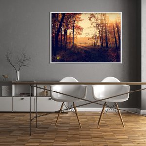 Quadro Decorativo Paisagem Campo Rua Ladeada de Árvores 140x100cm
