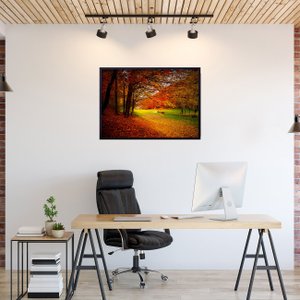 Quadro Decorativo Paisagem Floresta Laranja 100x70cm